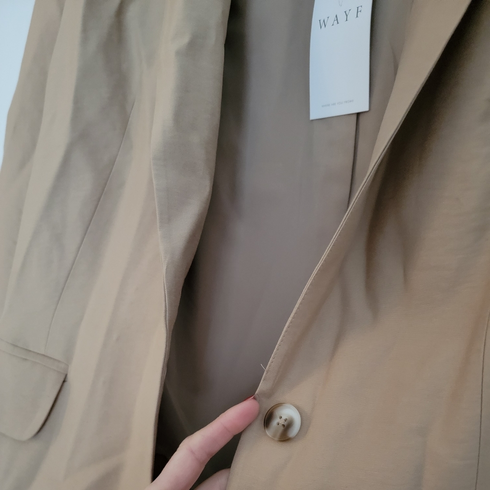 🆕️🤎 WAYF Betty Notched Lapel Blazer Beige Tan Classic Tan - Picture 12 of 12